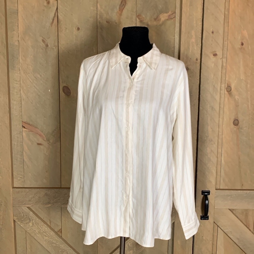 Alex Marie Pippa blouse Size Large Off white with light brown stripes - Picture 4 of 12